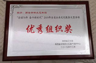 商洛市群眾藝術館榮膺殊榮 2019年全省公共文化服務大型活動優秀組織獎